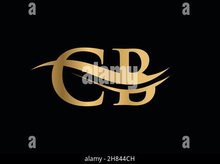 Initial Gold CB letter logo design with modern trendy Stock Vector