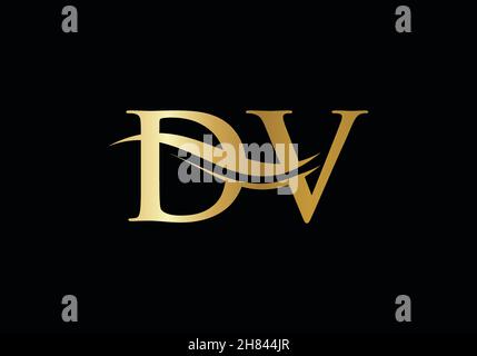 Initial linked letter DV logo design. Modern letter DV logo design vector with modern trendy Stock Vector