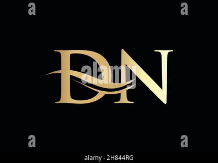 Premium Letter DN Logo Design with water wave concept. Stock Vector