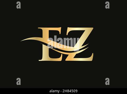Water Wave EZ Logo Vector. Swoosh Letter EZ Logo Design for business and company identity Stock Vector