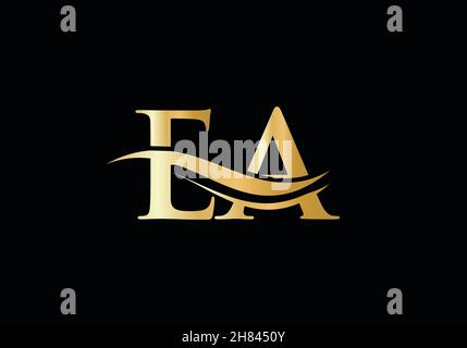 Initial EA letter linked logo vector template. Swoosh letter EA logo design. E A Logo design with modern trendy Stock Vector