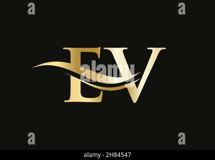 Modern EV logotype for luxury branding. Initial EV letter business logo design vector Stock Vector