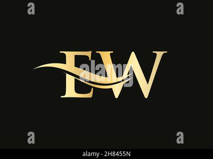 Initial Letter EW Linked Logo for business and company identity. Modern Letter EW Logo Vector Template with modern trendy Stock Vector