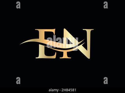 EN letter logo design. Premium Letter EN Logo Design with water wave concept Stock Vector