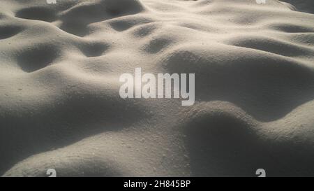 Sunlit snow cover with shadows Stock Photo