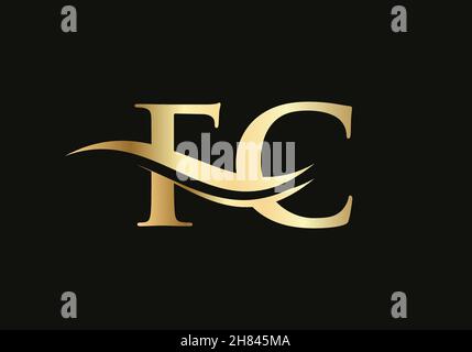 Initial Gold letter FC logo design. FC logo design with modern trendy Stock Vector