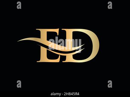 Gold ED letter logo design. ED logo design with creative and modern trendy Stock Vector