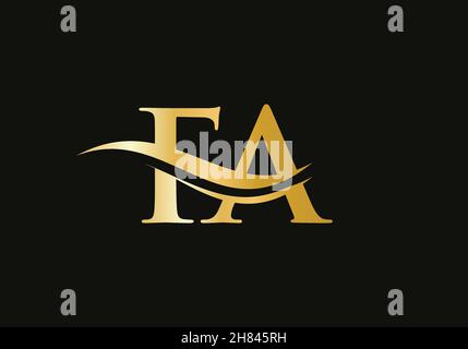 Initial FA letter linked logo vector template. Swoosh letter FA logo design. F A Logo design with modern trendy Stock Vector