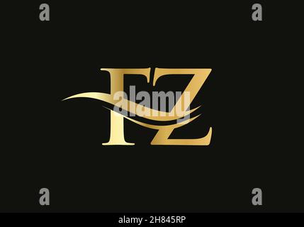 Water Wave FZ Logo Vector. Swoosh Letter FZ Logo Design for business and company identity Stock Vector