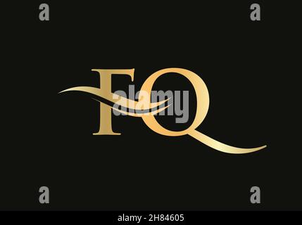 Water Wave FQ Logo Vector. Swoosh Letter FQ Logo Design for business and company identity Stock Vector