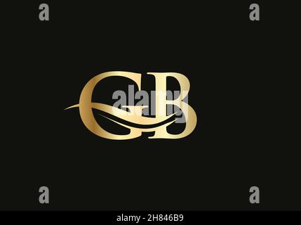 GB G B Swoosh Letter Logo Design with Modern Yellow Swoosh Curved Lines ...