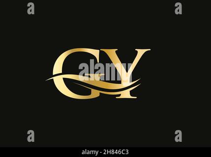 Water Wave GY Logo Vector. Swoosh Letter GY Logo Design for business and company identity Stock Vector