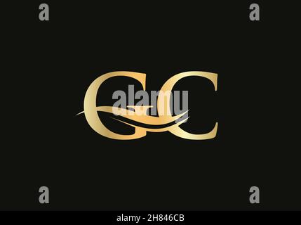 Initial Gold letter GC logo design. GC logo design with modern trendy Stock Vector