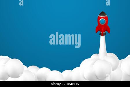 3d rocket spaceship render and draw by mesh. Realistic modern digital rocket. Vector illustration. Stock Vector