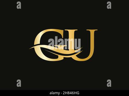 Modern GU logotype for luxury branding. Initial GU letter business logo design vector Stock Vector