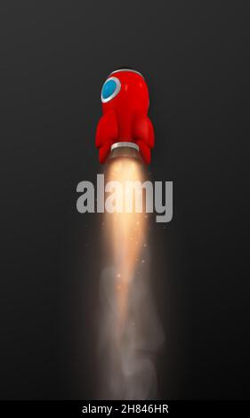 3d rocket spaceship render and draw by mesh. Realistic modern digital rocket. Vector illustration. Stock Vector