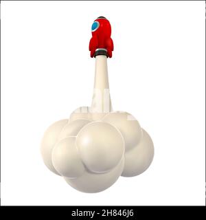 3d rocket spaceship render and draw by mesh. Realistic modern digital rocket. Vector illustration. Stock Vector