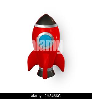 3d rocket spaceship render and draw by mesh. Realistic modern digital rocket. Vector illustration. Stock Vector
