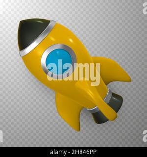 3d rocket spaceship render and draw by mesh. Realistic modern digital rocket. Vector illustration. Stock Vector