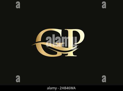 Elegant and stylish GP logo design for your company. GP letter logo. GP Logo for luxury branding. Stock Vector