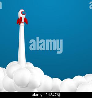 3d rocket spaceship render and draw by mesh. Realistic modern digital rocket. Vector illustration. Stock Vector