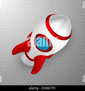 3d rocket spaceship render and draw by mesh. Realistic modern digital rocket. Vector illustration. Stock Vector
