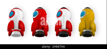 3d rocket spaceship render and draw by mesh. Realistic modern digital rocket. Vector illustration. Stock Vector