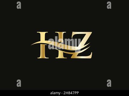 Water Wave HZ Logo Vector. Swoosh Letter HZ Logo Design for business and company identity Stock Vector