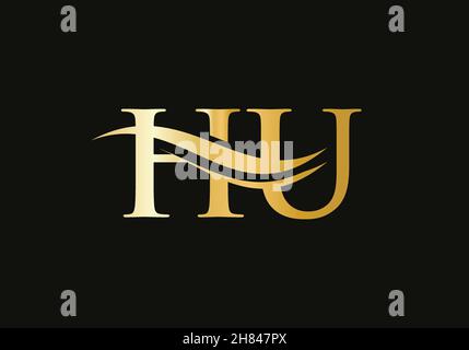 Modern HU logotype for luxury branding. Initial HU letter business logo design vector Stock Vector