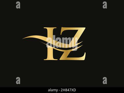 Water Wave IZ Logo Vector. Swoosh Letter IZ Logo Design for business and company identity Stock Vector