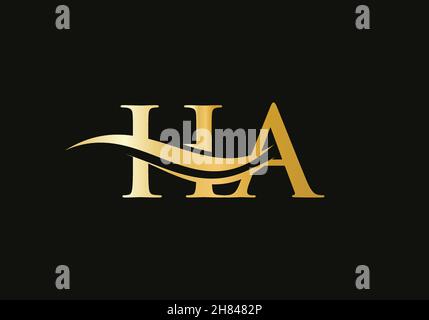 Initial HA letter linked logo vector template. Swoosh letter HA logo design. H A Logo design with modern trendy Stock Vector