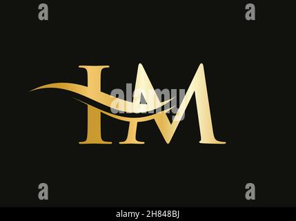 Premium Letter IM Logo Design with water wave concept. IM letter logo design with modern trendy Stock Vector
