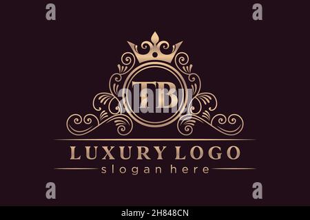 TB Initial Letter Gold calligraphic feminine floral hand drawn heraldic monogram antique vintage style luxury logo design Premium Stock Vector