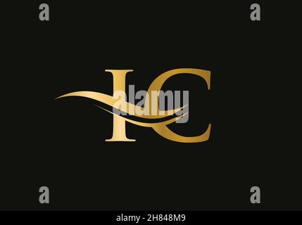 Initial Gold letter IC logo design. IC logo design with modern trendy Stock Vector