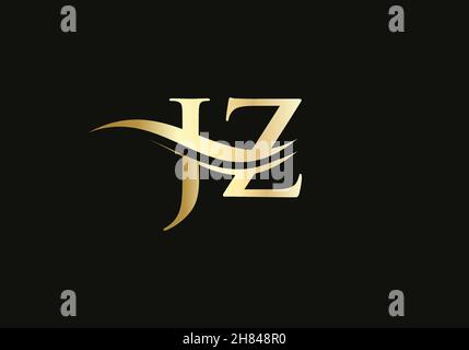 Water Wave JZ Logo Vector. Swoosh Letter JZ Logo Design for business and company identity Stock Vector