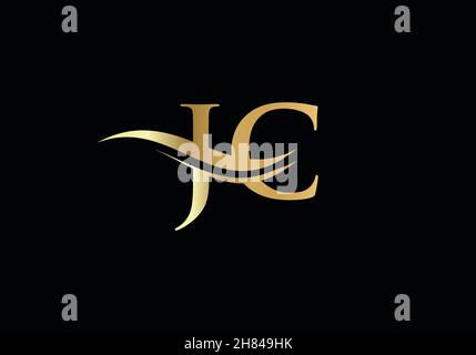 Initial Gold letter JC logo design. JC logo design with modern trendy Stock Vector
