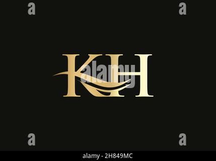 Initial monogram letter KH logo design Vector. KH letter logo design with modern trendy Stock Vector