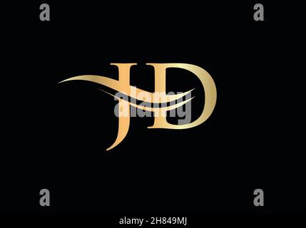 Gold JD letter logo design. JD logo design with creative and modern trendy Stock Vector