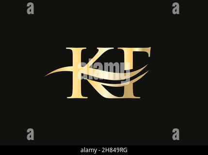 Modern letter KF logo design Vector. Initial linked letter KF logo design with creative, minimal and modern trendy Stock Vector