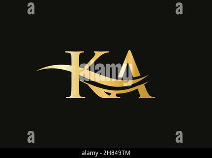 Initial KA letter linked logo vector template. Swoosh letter KA logo design. K A Logo design with modern trendy Stock Vector