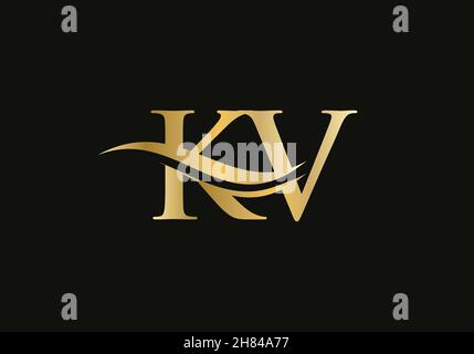 Modern KV logotype for luxury branding. Initial KV letter business logo design vector Stock Vector