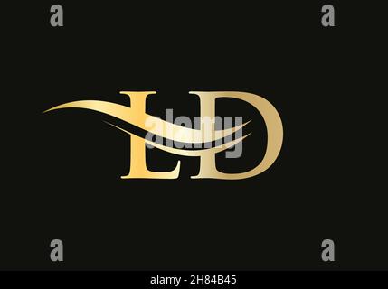 Gold LD letter logo design. LD logo design with creative and modern trendy Stock Vector