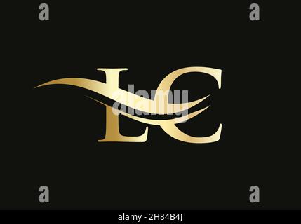 Initial Gold letter LC logo design. LC logo design with modern trendy Stock Vector