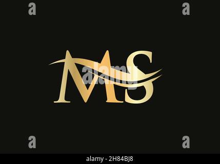 MS Linked Logo for business and company identity. Creative Letter MS logo Vector Stock Vector