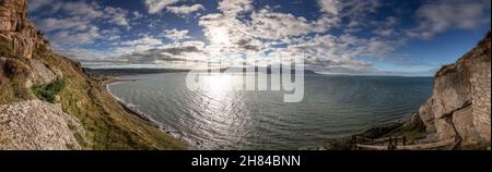 Panorama of Llandudno West Shore from the Great Orme, North Wales Stock Photo
