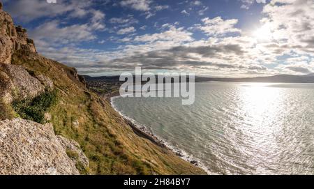 Panorama of Llandudno West Shore from the Great Orme, North Wales Stock Photo