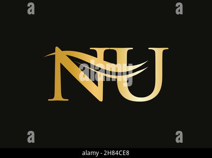 Modern NU logotype for luxury branding. Initial NU letter business logo design vector Stock Vector