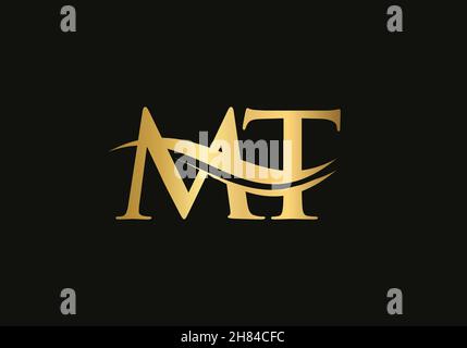 Initial Letter MT Linked Logo for business and company identity. Modern Letter MT Logo Vector Template with modern trendy Stock Vector