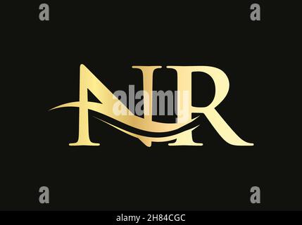 Swoosh Letter NR Logo Design for business and company identity. Water Wave NR Logo with modern trendy Stock Vector