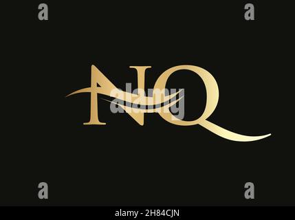 Water Wave NQ Logo Vector. Swoosh Letter NQ Logo Design for business and company identity Stock Vector